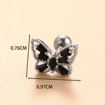 Silver color / 1 Piece Simple Series Classic Butterfly Titanium Steel Silver Color Material Zircon Women's Stud Earrings Picture3