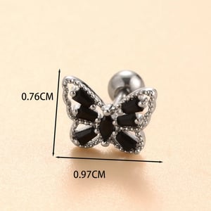 1 Piece Simple Series Classic Butterfly Titanium Steel Silver Color Material Zircon Women's Stud Earrings h5 