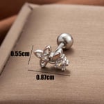 Silver color / 1 Piece Simple Series Titanium Steel Silver Color Material Zircon Women's Stud Earrings Picture2