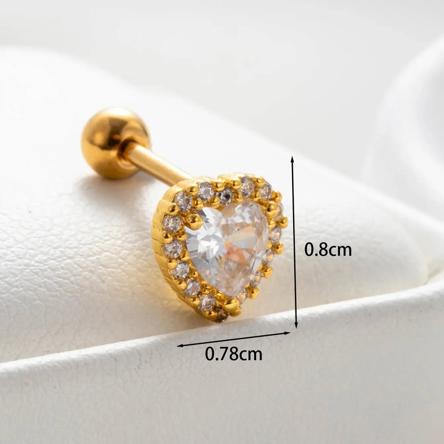 1 Piece Simple Series Simple Heart Copper No Plating Material Zircon Women Stud Earrings
