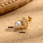 Gold color / 1 Piece Simple Series Simple Geometric Copper  Gold Color Material Artificial Pearl Women's Stud Earrings 