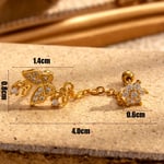 Gold color / 1 Piece Simple Series Classic Butterfly Copper  Gold Color Material Zircon Women's Dangle Earrings 