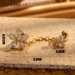 Gold color / 1 Piece Simple Series Classic Flower Copper  Gold Color Material Zircon Women's Dangle Earrings 