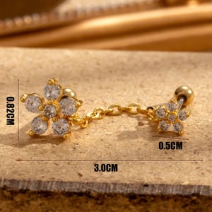 1 Piece Simple Series Classic Flower Copper  Gold Color Material Zircon Women's Dangle Earrings h5 