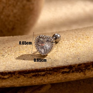 1 Piece Simple Series Classic Heart Titanium Steel Silver Color Material Zircon Women's Stud Earrings h5 