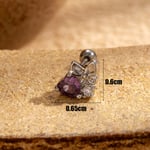 Purple / 1 Piece Simple Series Classic Heart Titanium Steel Silver Color Material Zircon Women's Stud Earrings Picture2