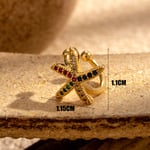 Gold color / 1 Piece Simple Series Classic Starfish Copper  Gold Color Material Zircon Women's Stud Earrings Picture2