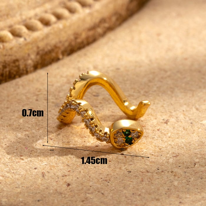 1 Piece Simple Series Classic Animal Titanium Steel  Gold Color Material Zircon Women's Ear Earrings 