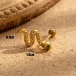 Gold color / 1 Piece Simple Series Classic Animal Titanium Steel  Gold Color Material Zircon Women's Stud Earrings 