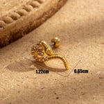 Gold color / 1 Piece Simple Series Classic Animal Titanium Steel  Gold Color Material Zircon Women's Stud Earrings Picture3