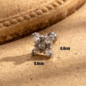 1 Piece Simple Series Classic Cross Copper Silver Color Material Zircon Women's Stud Earrings h5 