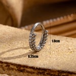 Silver color / 1 Piece Simple Series Simple Geometric Titanium Steel Silver Color Material Zircon Women's Hoop Earrings 