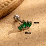 Green / 1 Piece Simple Series Classic Oval Copper Silver Color Material Zircon Women's Stud Earrings Picture3