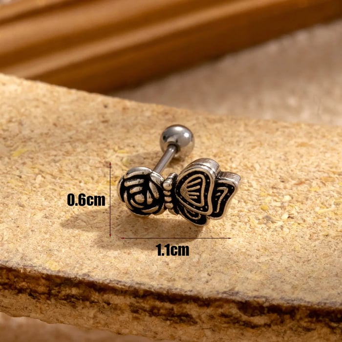 1 Piece Simple Series Classic Flower Copper Silver Color Material Men's Stud Earrings 