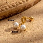 Gold color / 1 Piece Simple Series Simple Geometric Copper  Gold Color Material Artificial Pearl Women's Stud Earrings Picture2