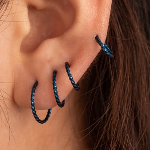 1 Piece Simple Series Simple Geometric Titanium Steel Blue Color Material Women's Hoop Earrings h5 Picture3