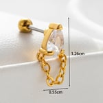 Gold color / 1 Piece Simple Series Simple Oval Titanium Steel Gold Color Material Zircon Women's Dangle Earrings 