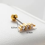 Gold color / 1 Piece Simple Series Simple Titanium Steel Gold Color Material Zircon Women's Stud Earrings Picture2