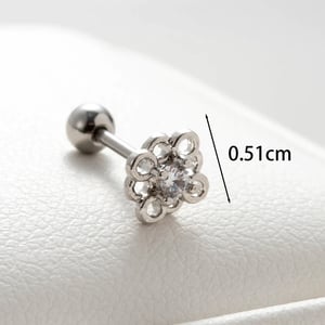 1 Stück Simple Series Simple Flower Kupfer Silber Farbe Material Zirkon Damen Ohrstecker h5 