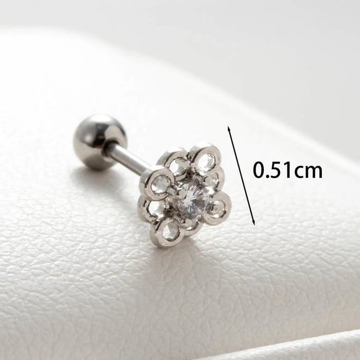 1 Stück Simple Series Simple Flower Kupfer Silber Farbe Material Zirkon Damen Ohrstecker 