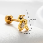 Gold color / 1 Piece Simple Series Simple Animal Titanium Steel Gold Color Material Zircon Women's Stud Earrings Picture3