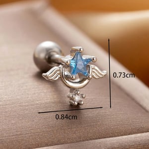 1 Piece Simple Series Simple Star Titanium Steel Silver Color Material Zircon Women's Stud Earrings h5 