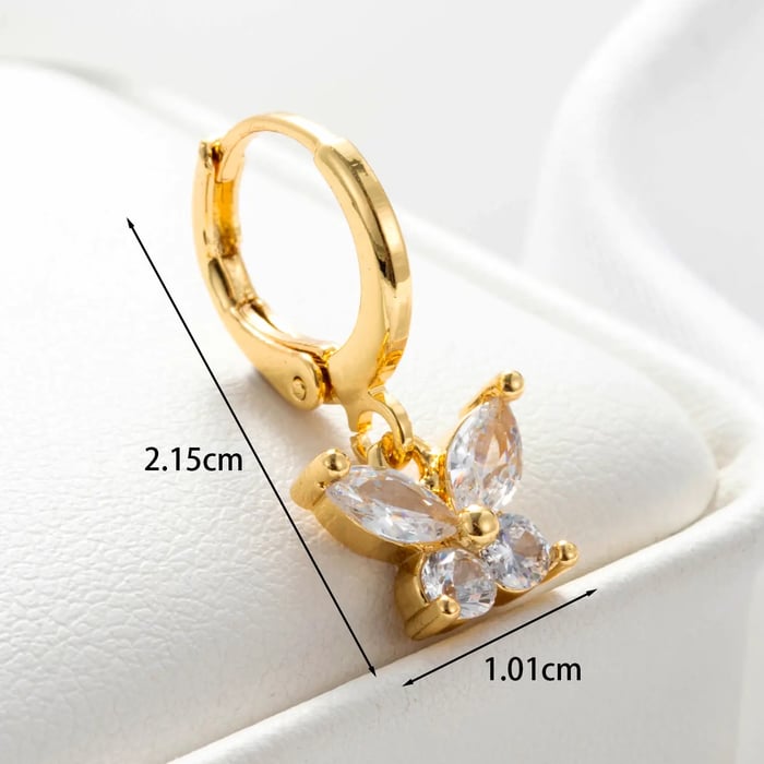 1 Piece Simple Series Simple Butterfly Copper Gold Color Material Zircon Women's Dangle Earrings 