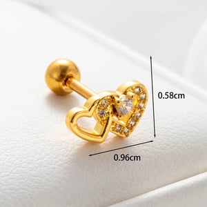 1 Piece Simple Series Simple Heart Copper Gold Color Material Zircon Women's Stud Earrings h5 