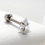 Silver color / 1 Piece Simple Series Simple Geometric Copper Silver Color Material Zircon Women's Stud Earrings Picture2