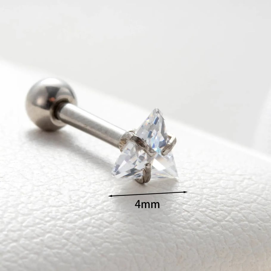 1 Piece Simple Series Simple Geometric Copper Silver Color Material Zircon Women's Stud Earrings 