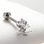 Silver color / 1 Piece Simple Series Simple Geometric Copper Silver Color Material Zircon Women's Stud Earrings Picture3