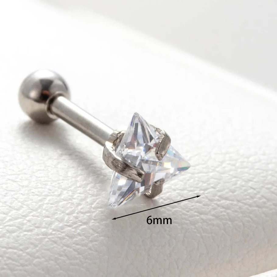 1 Stück Simple Series Einfache geometrische Kupfer Silber Farbe Material Zirkon Damen Ohrstecker 