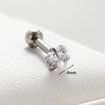 Silver color / 1 Piece Simple Series Simple Heart Titanium Steel Silver Color Material Zircon Women's Stud Earrings 