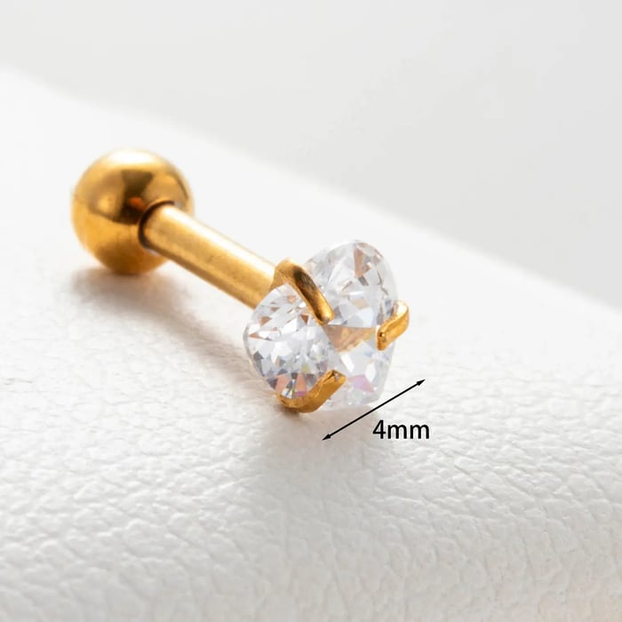 1 Piece Simple Series Simple Heart Titanium Steel Gold Color Material Zircon Women's Stud Earrings 