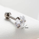 Silver color / 1 Piece Simple Series Simple Heart Titanium Steel Silver Color Material Zircon Women's Stud Earrings Picture2