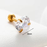 Gold color / 1 Piece Simple Series Simple Heart Titanium Steel Gold Color Material Zircon Women's Stud Earrings Picture3