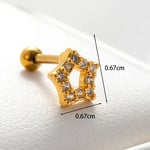 Gold color / 1 Piece Simple Series Star Copper Gold Color Material Zircon Women's Stud Earrings Picture2