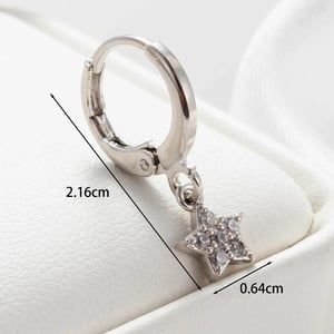 1 Piece Simple Series Simple Star Copper Silver Color Material Zircon Women's Dangle Earrings h5 