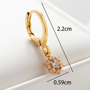 1 Piece Simple Series Simple Flower Copper Gold Color Material Zircon Women's Dangle Earrings h5 