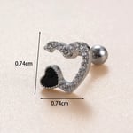 Silver color / 1 Piece Simple Series Classic Heart Titanium Steel Silver Color Material Zircon Women's Stud Earrings Picture2