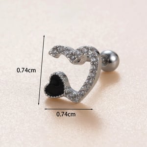 1 Piece Simple Series Classic Heart Titanium Steel Silver Color Material Zircon Women's Stud Earrings h5 