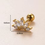 Gold color / 1 Piece Simple Series Copper Gold Color Material Zircon Women's Stud Earrings 