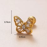 Gold color / 1 Piece Simple Series Simple Butterfly Copper Gold Color Material Zircon Women's Stud Earrings Picture2