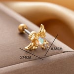 Gold color / 1 Piece Simple Series Titanium Steel Gold Color Material Zircon Women's Stud Earrings 