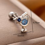 Silver color / 1 Piece Simple Series Simple Goblet Titanium Steel Silver Color Material Zircon Women's Stud Earrings Picture2