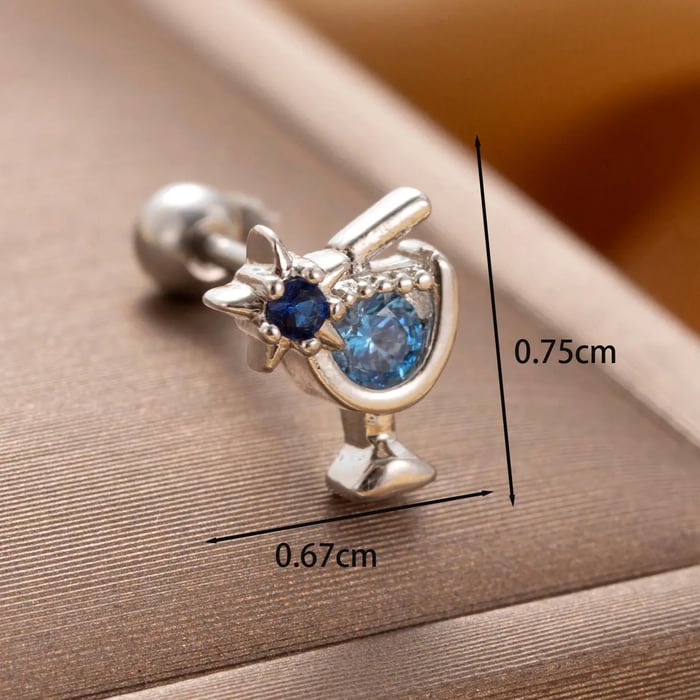 1 Piece Simple Series Simple Goblet Titanium Steel Silver Color Material Zircon Women's Stud Earrings 