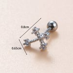 Silver color / 1 Piece Simple Series Simple Cross Copper Silver Color Material Zircon Women's Stud Earrings 