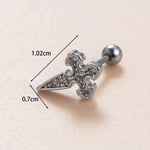 Silver color / 1 Piece Simple Series Simple Cross Copper Silver Color Material Zircon Women's Stud Earrings Picture2