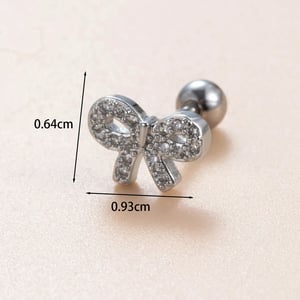 1 Piece Simple Series Simple Bow Knot Copper Silver Color Material Zircon Women's Stud Earrings h5 