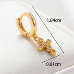 Gold color / 1 Piece Simple Series Simple Cross Copper Gold Color Material Zircon Women's Dangle Earrings 